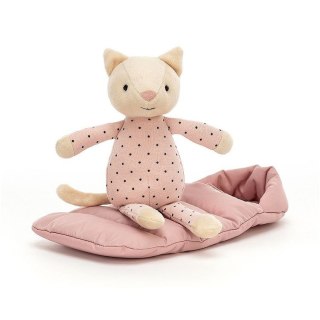 Jellycat Kotek w Piżamce i Śpiworku Jasno Różowym 23 cm