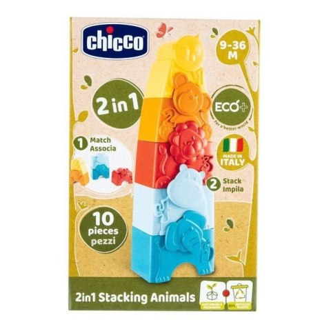 CHICCO ECO+ Zwierzątka układanka i wieża 2w1