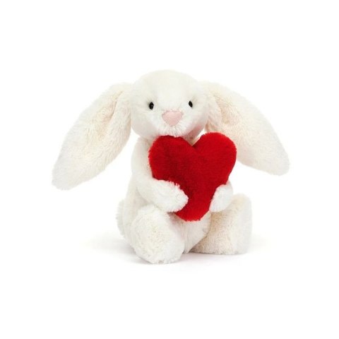 Jellycat Króliczek Kremowy z Czerwonym Sercem 18 cm