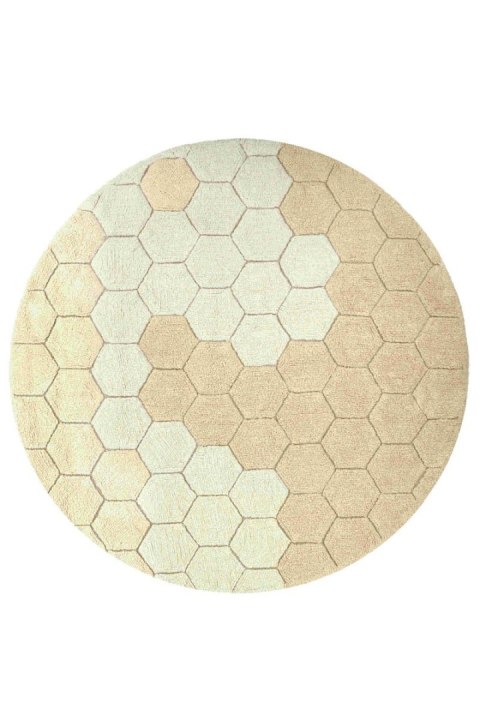 Dywan bawełniany okrągły Ø 140, Honeycomb golden, Planet Bee, Lorena Canals