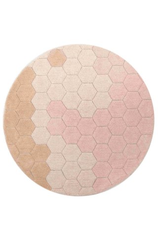 Dywan bawełniany okrągły Ø 140, Round Honeycomb Rose, Planet Bee, Lorena Canals