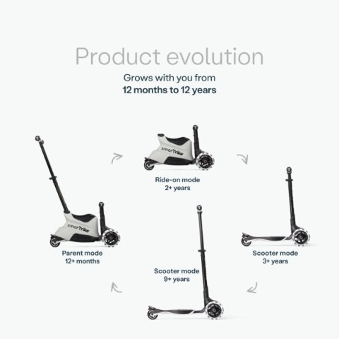 SmarTrike - Hulajnoga 4w1 Xtend Scooter + Ride-on - Cool Grey