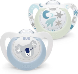 NUK Smoczek Silikonowy STAR Day & Night 0-6 m 2 szt. Gwiazdki Koala