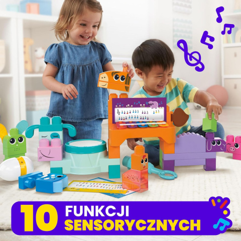 MEGA BLOKS Fisher-Price Muzykalne zwierzątka z Farmy Muzyczny Zestaw Sensoryczny HPB46