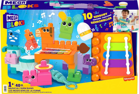 MEGA BLOKS Fisher-Price Muzykalne zwierzątka z Farmy Muzyczny Zestaw Sensoryczny HPB46