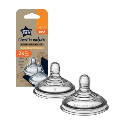 TOMMEE TIPPEE Smoczki do butelki fast flow 2pak