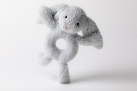 Jellycat Króliczek Grzechotka Srebrna 18 cm