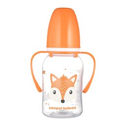 Canpol Butelka standardowa z uchwytami 120 ml CUTE ANIMALS pomarańczowa