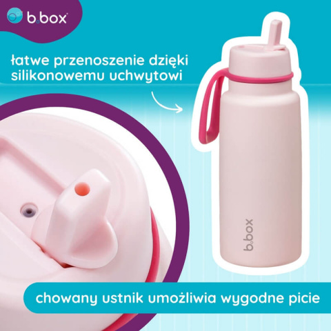 B.box Butelka termiczna ze składanym ustnikiem - termos ze stali nierdzewnej 1 l Pink Paradise