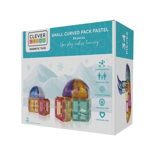 Cleverclixx - Klocki magnetyczne Small Curved Pack Pastel - 34 el.