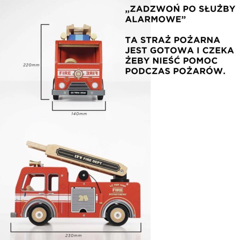 Drewniany wóz strażacki zestaw z figurkami straż pożarna zabawka Le Toy Van