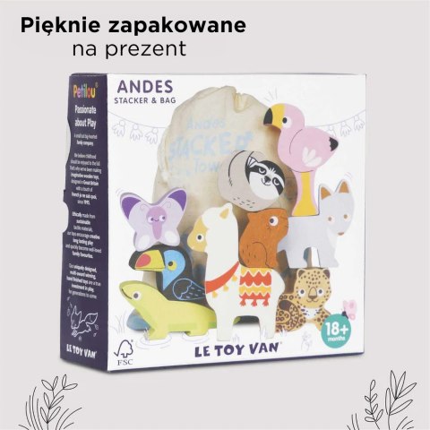 Drewniane figurki zwierzątka górskie, zabawka układanka, dzieci, Le Toy Van