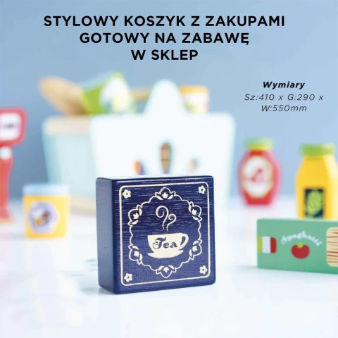 Drewniany koszyk z zakupami i skanerem dla dzieci zabawa w sklep Le Toy Van