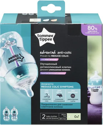 Tommee Butelka plastikowa 260 ml 2-pak antykolkowa