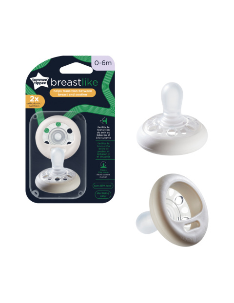 Tommee Tippee Smoczek uspokajający BREAST-LIKE 0-6m mix 2 szt