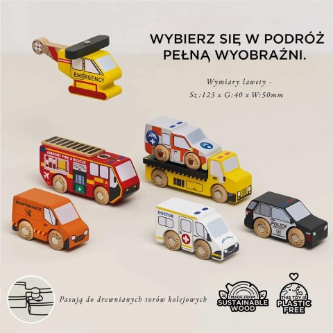 Drewniane służby ratunkowe zestaw, samochody zabawka dla dzieci, Le Toy Van