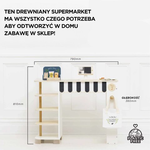 Drewniany supermarket, zabawa w sklep stragan zabawka dla dzieci Le Toy Van