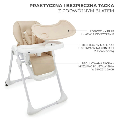 Kinderkraft Krzesełko do karmienia TUMMIE 2w1 beige