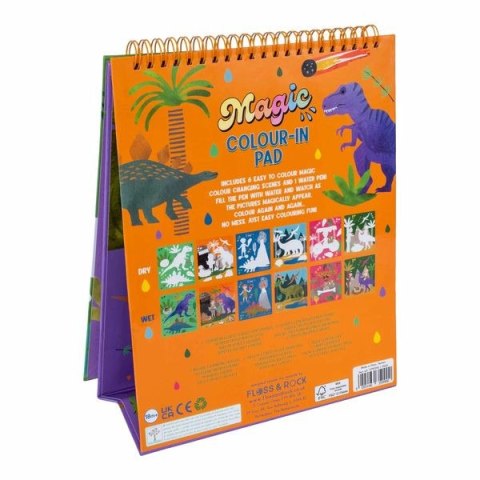 Floss & Rock Dinozaury Kolorowanka Wodna z Pisakiem i Podpórką 6 kart