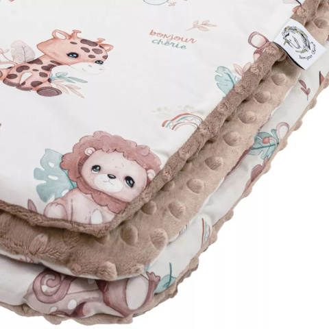 Kocyk dwustronny LIGHT bawełna - minky 75X100 Safari