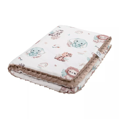 Kocyk dwustronny LIGHT bawełna - minky 75X100 Safari