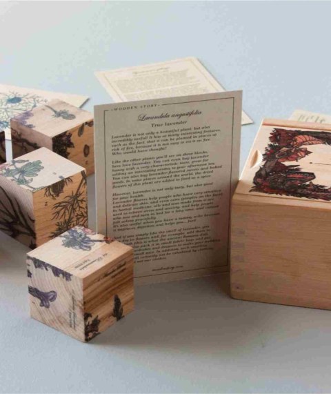 Wooden Story Drewniane Klocki Życie Pszczoły Rośliny Miododajne