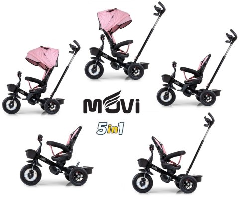 Rowerek trójkołowy 5w1 Milly Mally Movi black pink