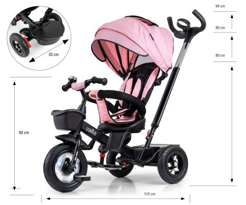 Rowerek trójkołowy 5w1 Milly Mally Movi black pink
