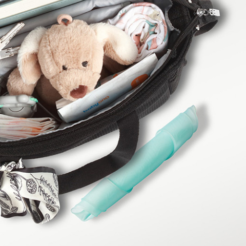 Babyono Silikonowy śliniak ultracienki turkusowy