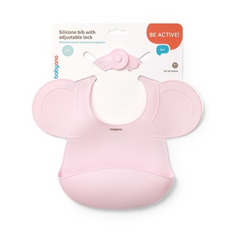 Babyono Silikonowy śliniak z regulowanym zapięciem różowy