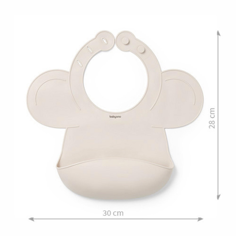 Babyono Silikonowy śliniak z regulowanym zapięciem beżowy