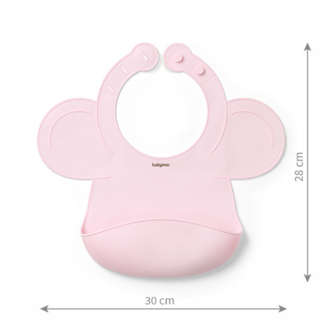 Babyono Silikonowy śliniak z regulowanym zapięciem różowy