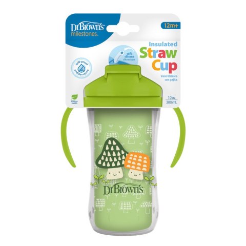 Dr. Browns Kubek termiczny ze słomką 300 ml zielony + 12m