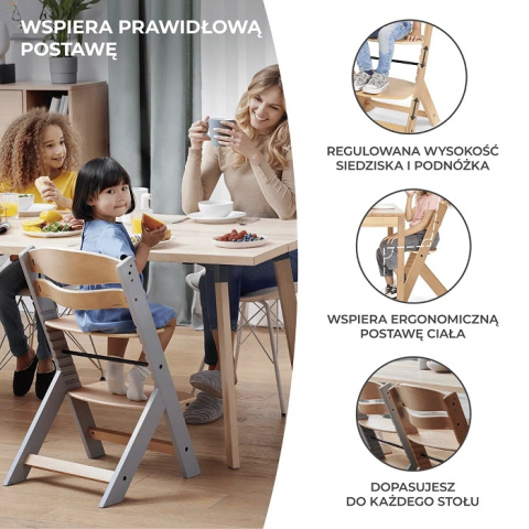 Kinderkraft Krzesełko do karmienia ENOCK Grey + poduszka