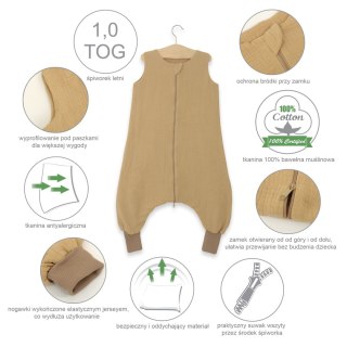 Muślinowy śpiworek dla dzieci z nogawkami XL 2-4 lata letni TOG 1.0 - camel