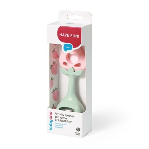 Babyono Edukacyjny gryzak z grzechotką Strawberry