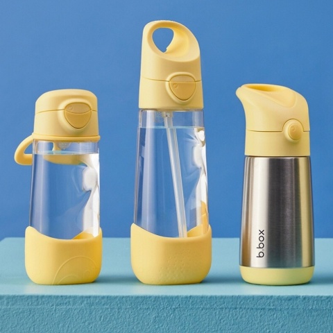 B.Box Butelka na wodę tritanową ze słomką Bidon 600 ml Lemon Twist