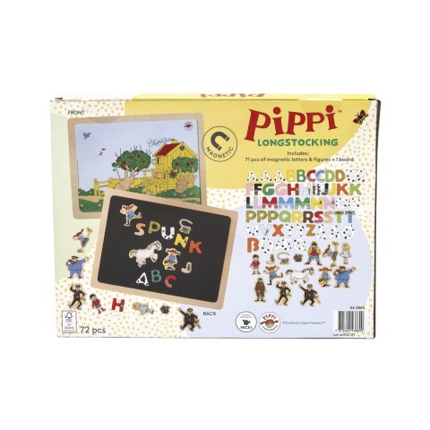Dwustronna magnetyczna tablica literki i obrazki, edukacyjna zabawka, Pippi