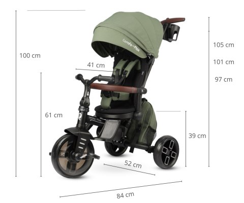 Qplay Rowerek Trójkołowy 7w1 Comfo Max Olive Green