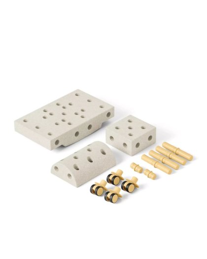 MODU Curiosity set - Kreatywne klocki rozwijające motorykę dużą, Sand Grey / Honey Yellow