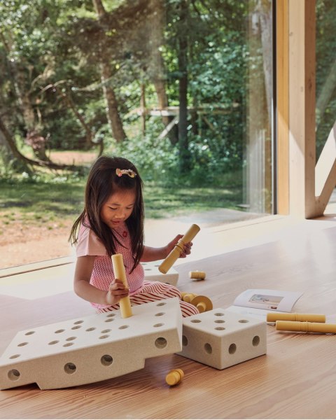 MODU Curiosity set - Kreatywne klocki rozwijające motorykę dużą, Sand Grey / Honey Yellow