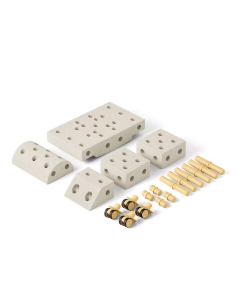 MODU Explorer set - Kreatywne klocki rozwijające motorykę dużą, Sand Grey / Honey Yellow