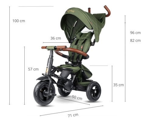 Qplay Rowerek Trójkołowy Rito Deluxe Rubber Olive