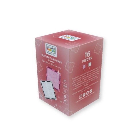 Cleverclixx - Klocki magnetyczne Glitter Tiles Pack Transparent / Pink - 16 el.