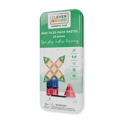 Cleverclixx - Klocki magnetyczne Mini Tiles Pack Pastel 28 el.