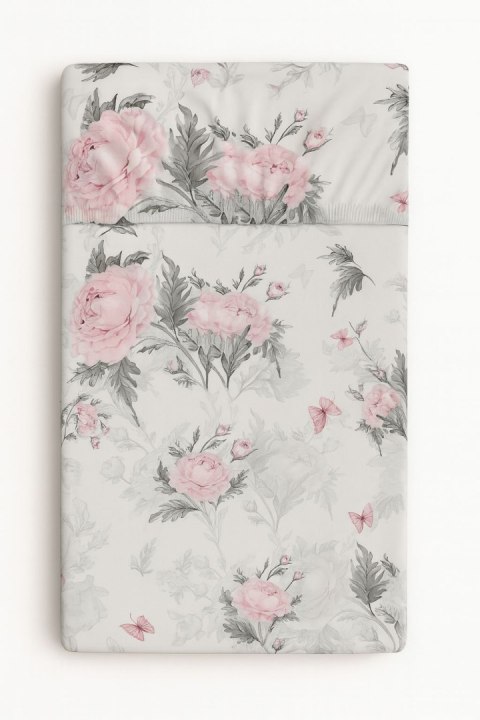 Prześcieradło bawełniane z gumką do łóżeczka 120x60 cm - romantic peonies