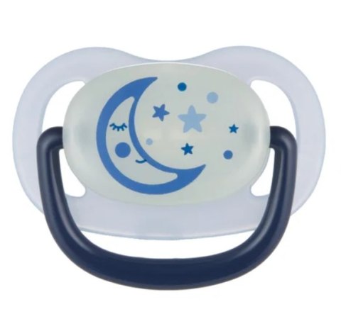 Canpol Smoczek uspokajający silikonowy 6-18m anatomiczny NIGHT DREAMS niebieski