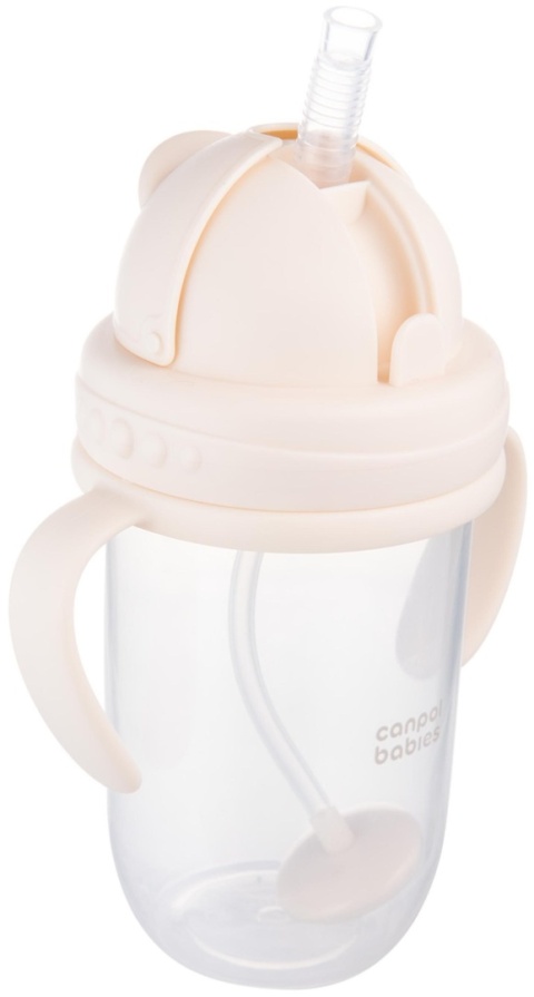 Canpol Kubek niekapek z rurką i odważnikiem 270ml kremowy