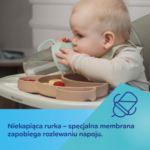 Canpol Kubek niekapek z rurką i odważnikiem 270ml kremowy
