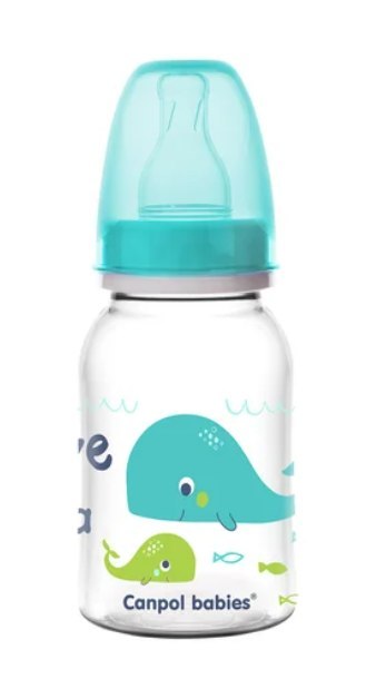 Canpol Butelka wąska 120ml PP Love&Sea turkusowy